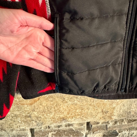 Lauren Ralph Lauren Active Black Red Aztec Western Fleece Quilted Zip Jacket M - Picture 5 of 9